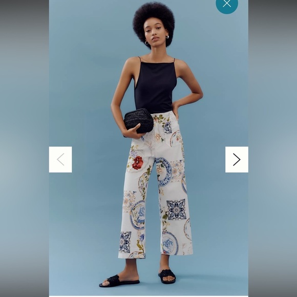 Anthropologie The Colette Cropped Wide-Leg Pants by Maeve: Magic Fabric Edition